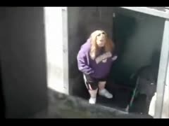 Awesome street sex scene features a homeless bitch dropping to her knees to engulf dude off